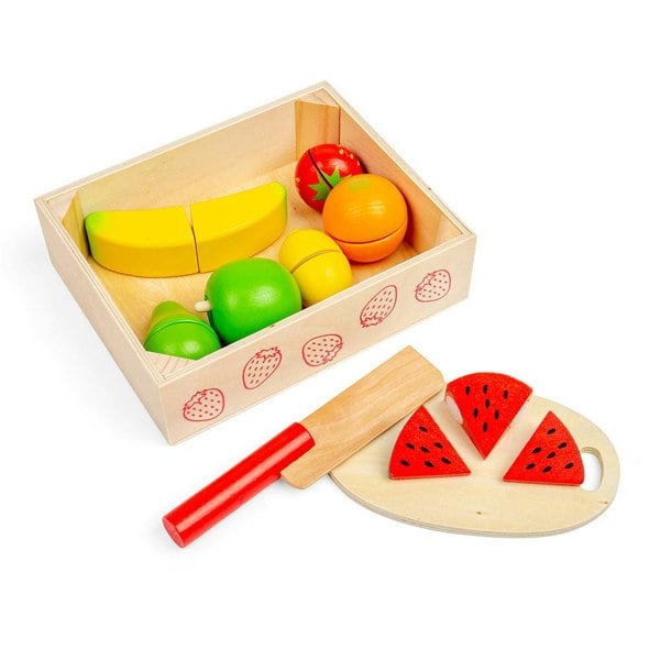 Wooden Toy Cutting Fruit Set with Crate